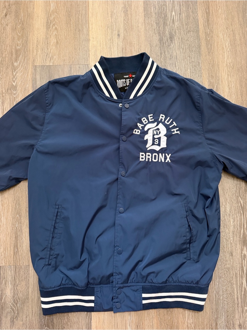 Roots of Fight- Men’s Navy -Babe Ruth Bronx Bomber Jacket- XL